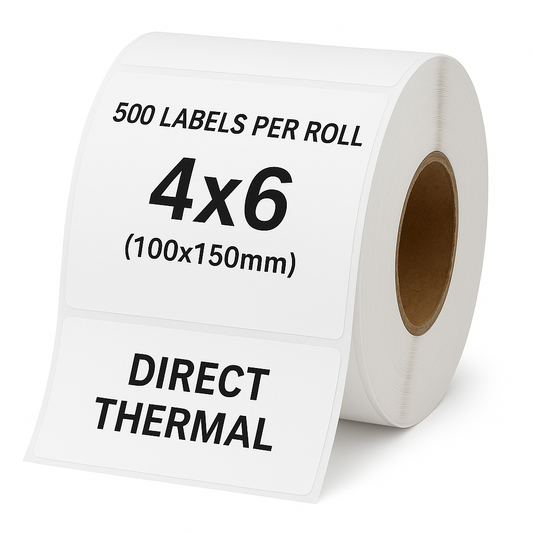 500 Direct Thermal Shipping Labels 4x6 (100x150mm) – Premium Self-Adhesive Rolls