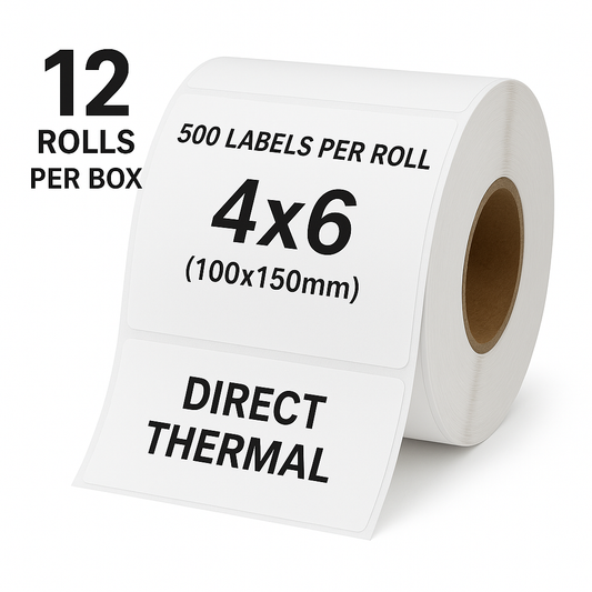 500 Direct Thermal Shipping Labels 4x6 (100x150mm) – Premium Self-Adhesive Rolls